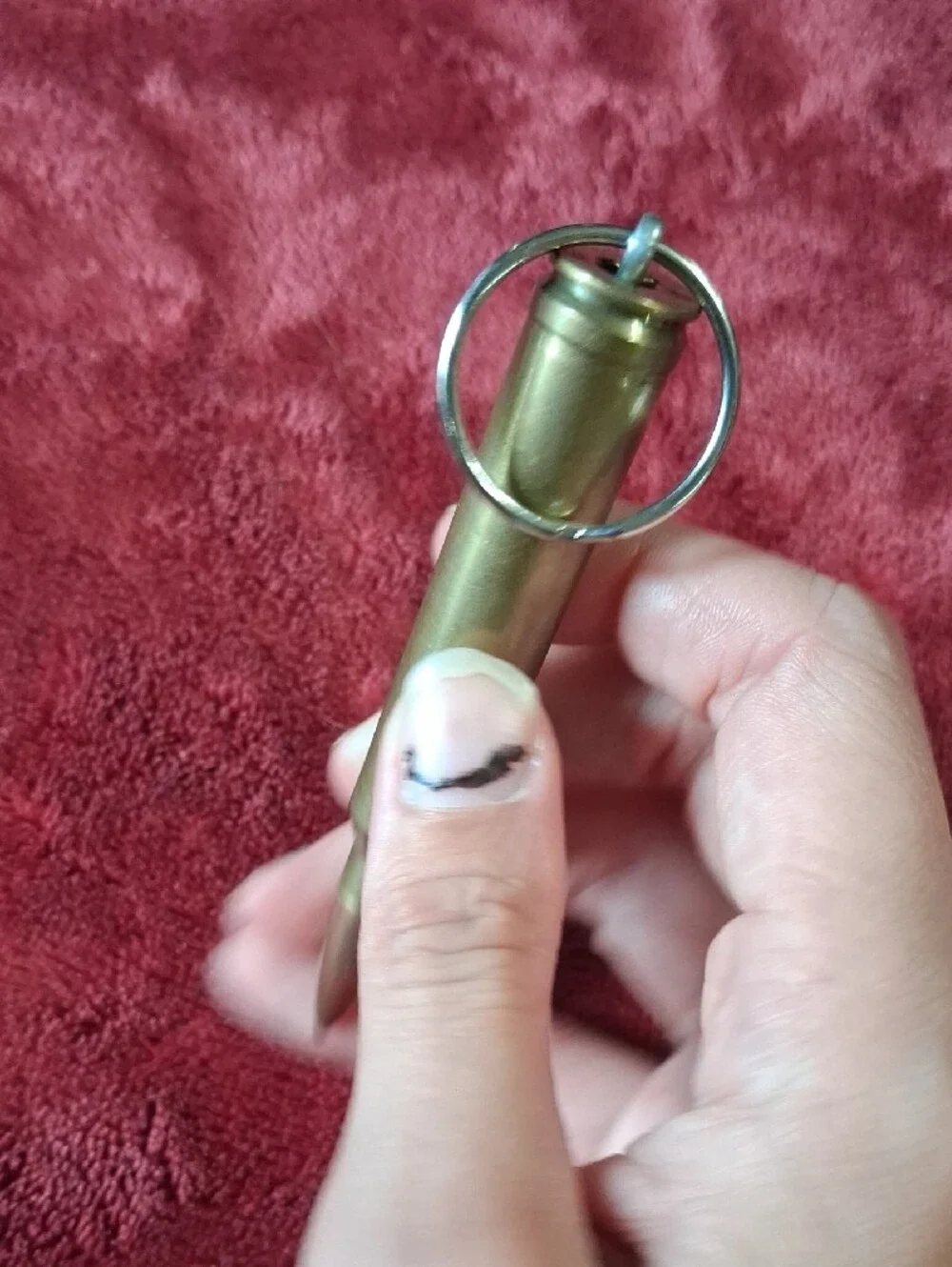Brass Bullet Keychain with Silver Ring